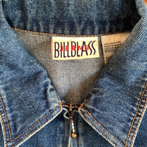 BILL BLASS | Vintage (80s) Jean Jacket w/ Zipper and Deep 3-button Cuffs | Sz M - Picture 2 of 10